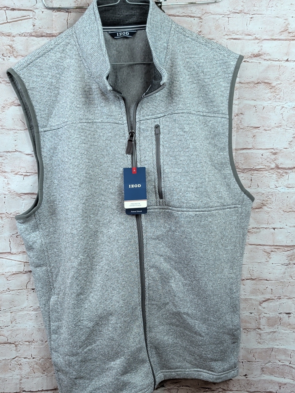 Izod Men’s Light Gray Quilted Full-Zip Vest Large New Nwt